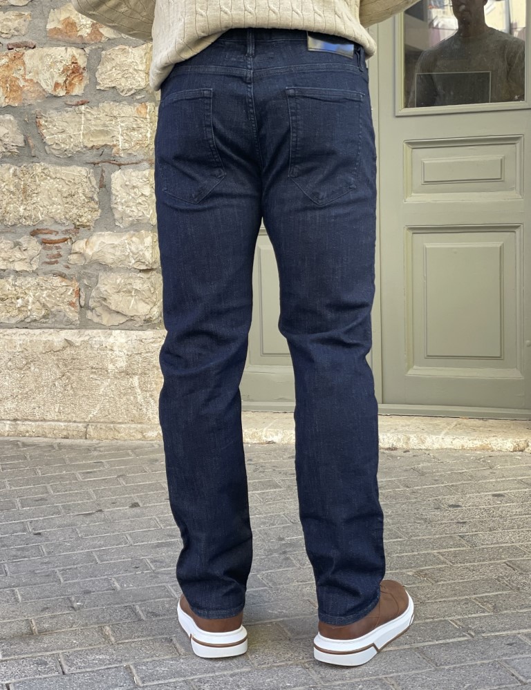 Ανδρικό σκούρο μπλε τζιν ελαστικό σε ίσια γραμμή GB5590 φωτογραφία